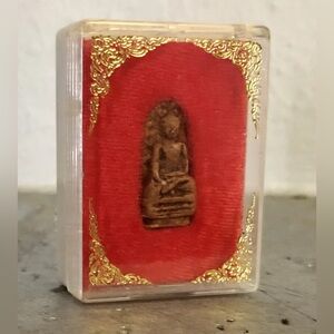 Authentic Vintage 2.25 cm Tiny Thai Buddha Amulet in Case